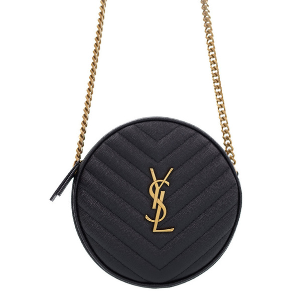 Saint Laurent Paris Vinyl Chain Shoulder Bag Black - Picture 1 of 9